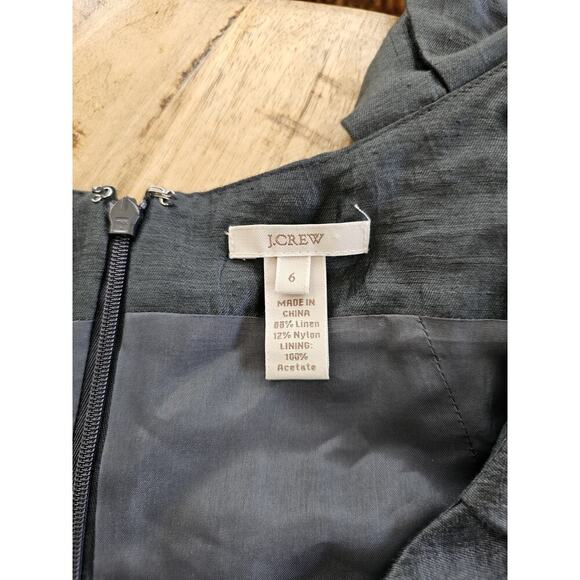 J. Crew Ruffled Linen Blend Shift Dress Women's Size 6 Gray Pockets - Picture 3 of 10